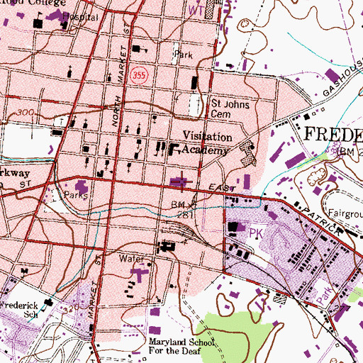 Topographic Map of Frederick Post Office, MD