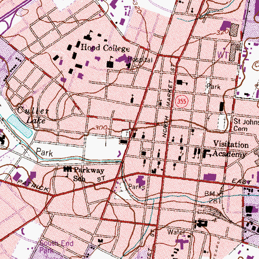 Topographic Map of Frederick Reformed Cemetery, MD