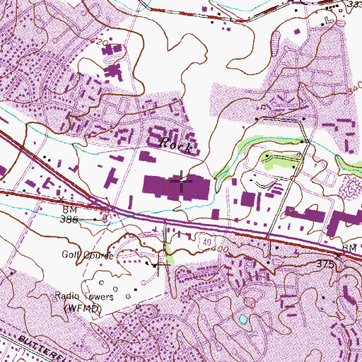 Topographic Map of Frederick Towne Mall Shopping Center, MD