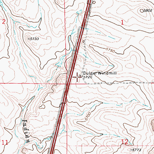 Topographic Map of Bulger Windmill, CO