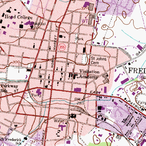 Topographic Map of Saint John the Evangelist Catholic Church, MD
