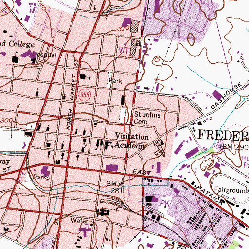 Topographic Map of Third Street Park, MD