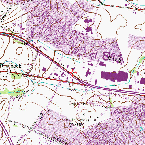 Topographic Map of Westpointe Plaza Shopping Center, MD