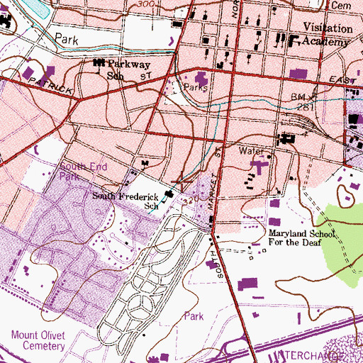 Topographic Map of Carver Park, MD