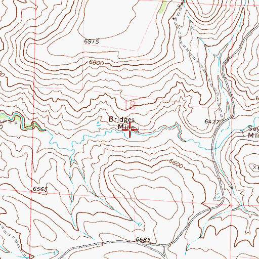 Topographic Map of Bridges Mine, CO
