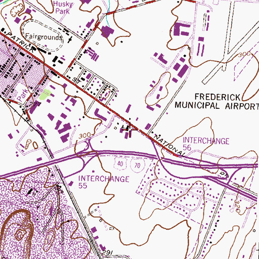 Topographic Map of East Frederick Elementary School, MD