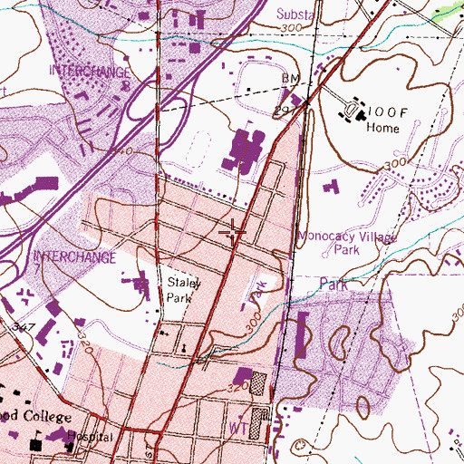 Topographic Map of Frederick Church of Christ, MD