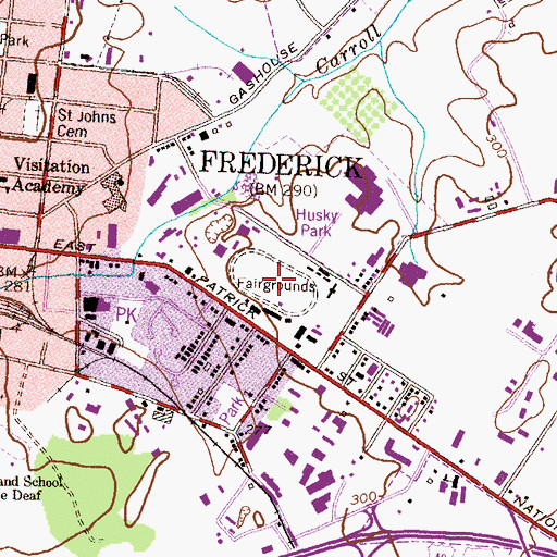 Topographic Map of Frederick Fairgrounds, MD