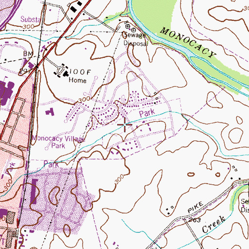Topographic Map of Fredericktowne Village Park, MD