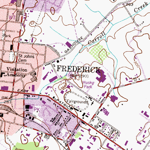 Topographic Map of Husky Park, MD