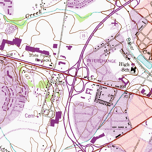 Topographic Map of Interchange 6, MD