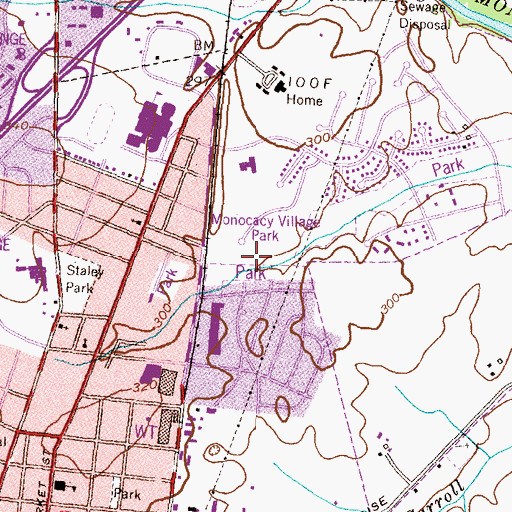 Topographic Map of Monocacy Village Park, MD