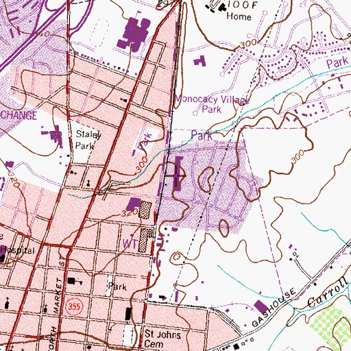 Topographic Map of Monocacy Village Shopping Center, MD