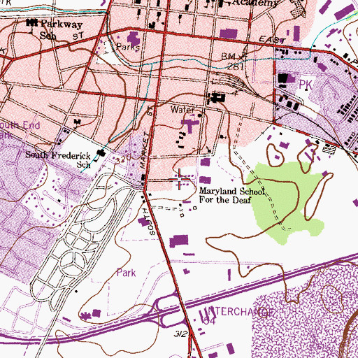Topographic Map of Mount Olivet Heights, MD