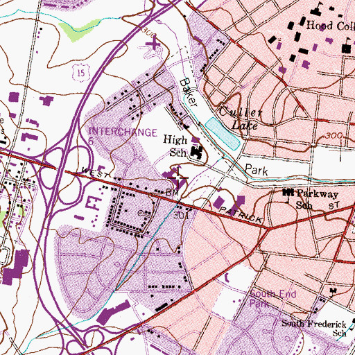 Topographic Map of West Frederick Middle School, MD