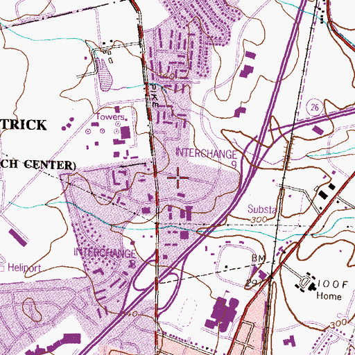 Topographic Map of Amber Meadows Shopping Center, MD