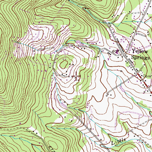 Topographic Map of Wooded Acres, MD