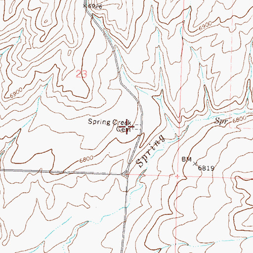 Topographic Map of Spring Creek Cemetery, CO