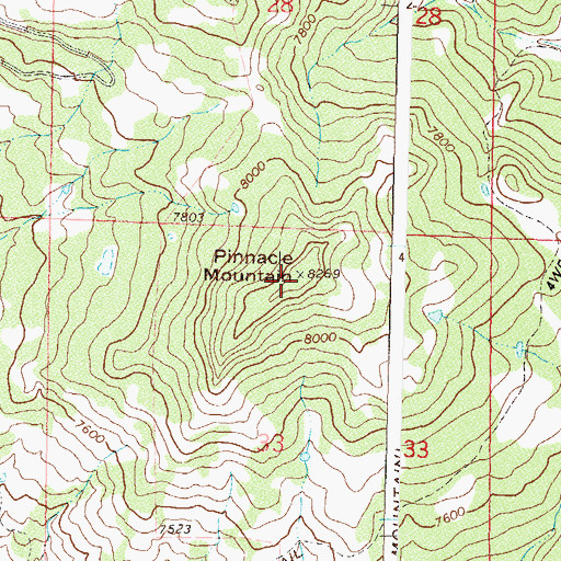 Topographic Map of Pinnacle Mountain, CO