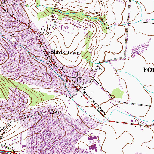 Topographic Map of Shookstown Heights, MD