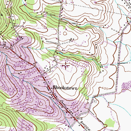 Topographic Map of Shookstown Park, MD