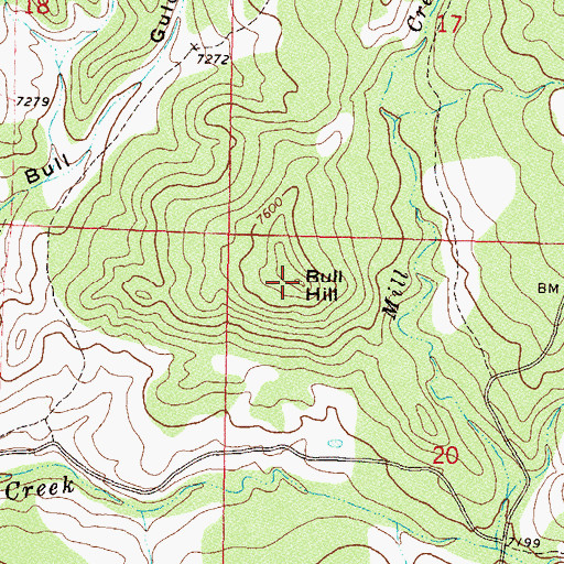 Topographic Map of Bull Hill, CO