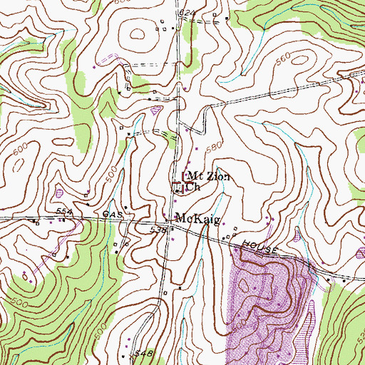 Topographic Map of Mount Zion Cemetery, MD