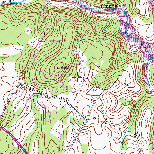 Topographic Map of Oak Acres, MD
