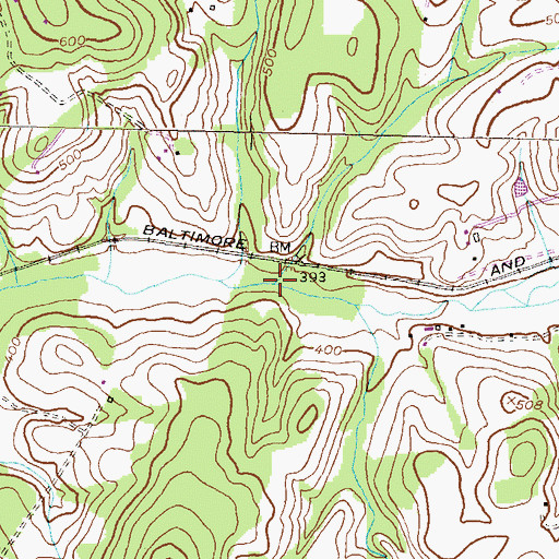 Topographic Map of School Run, MD