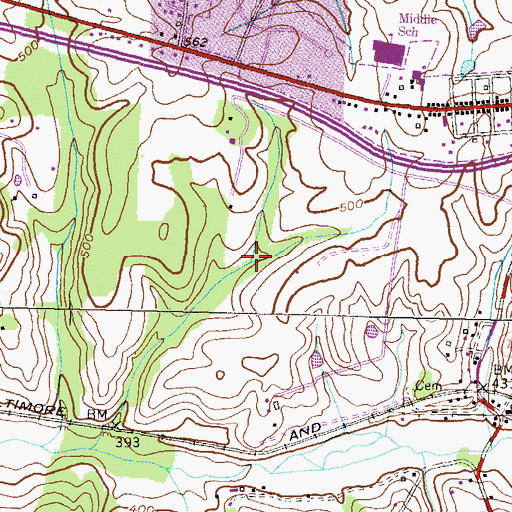 Topographic Map of Wood Run, MD