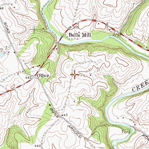 Topographic Map of Boss Arnold Village, MD