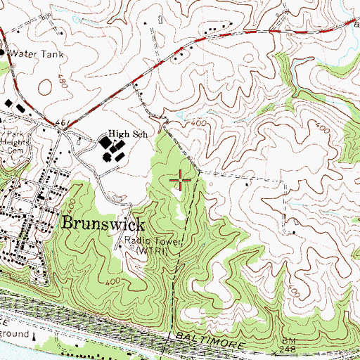 Topographic Map of Brunswick Middle School, MD