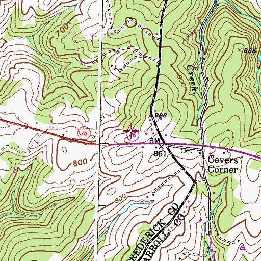 Topographic Map of Buffalo Hills, MD