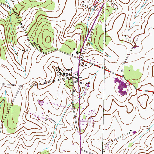 Topographic Map of Central Chapel Cemetery, MD