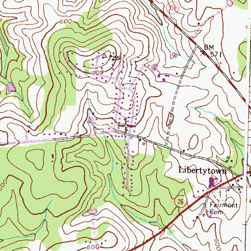 Topographic Map of Denneys Delight, MD