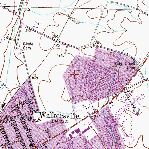 Topographic Map of Fountain Rock Manor, MD
