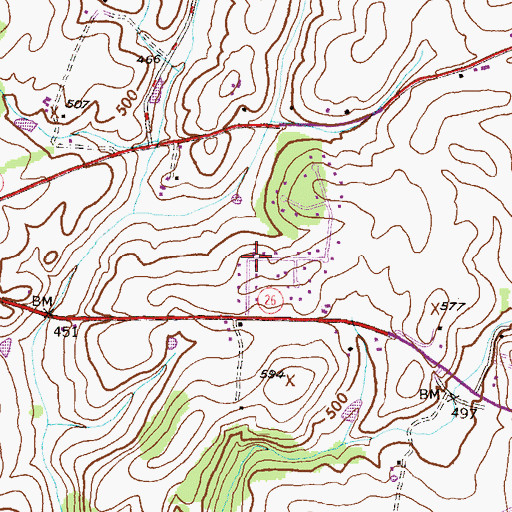 Topographic Map of Fox Ridge Estates, MD