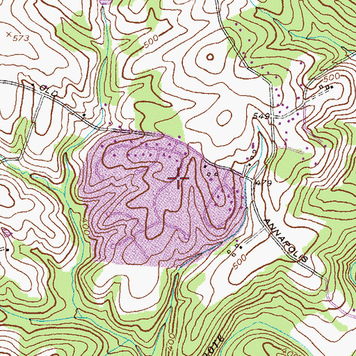Topographic Map of Horse Shoe Farms Estates, MD