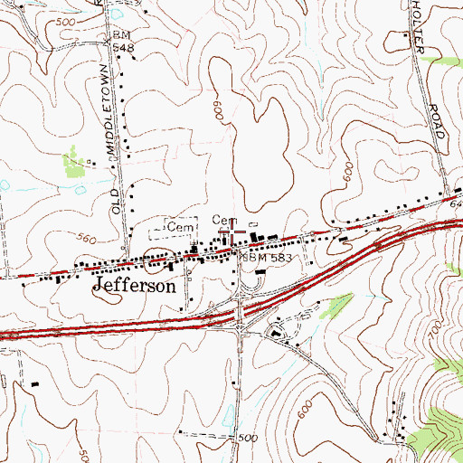 Topographic Map of Jefferson Cemetery, MD