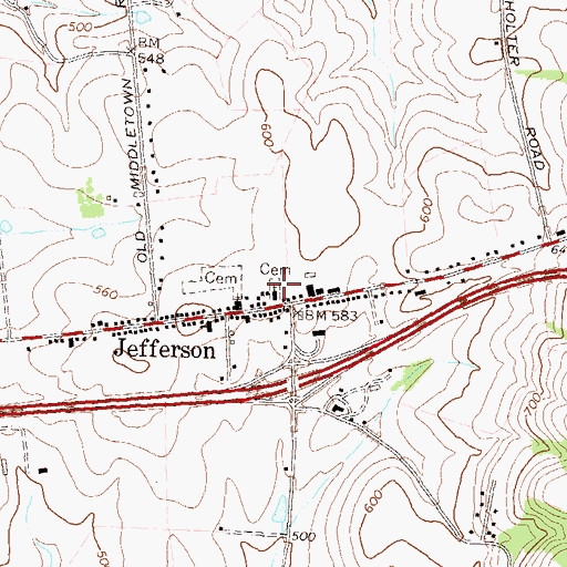 Topographic Map of Jefferson Cemetery, MD