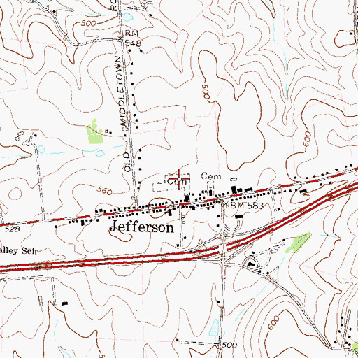 Topographic Map of Jefferson Union Cemetery, MD