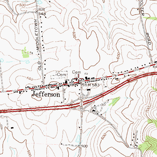 Topographic Map of Jefferson United Methodist Church, MD