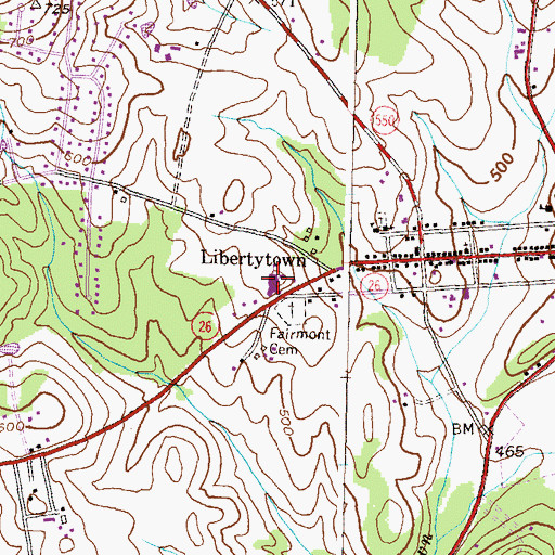 Topographic Map of Liberty Elementary School, MD