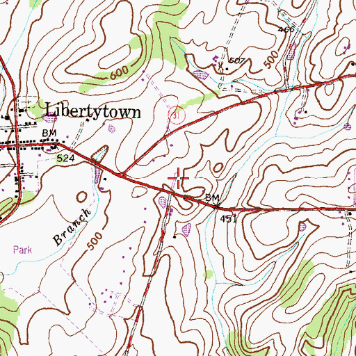 Topographic Map of Liberty Knolls, MD