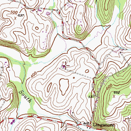 Topographic Map of Linganore Woods, MD