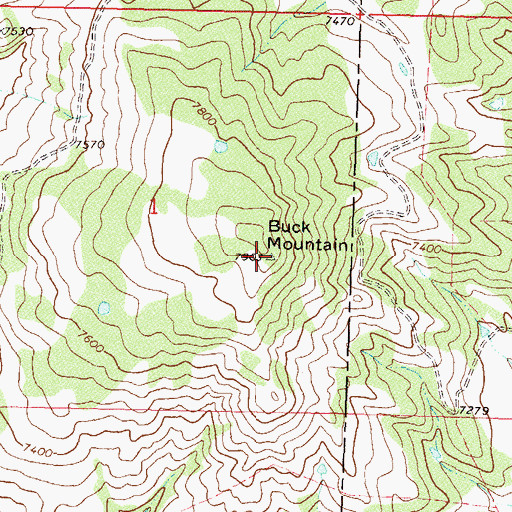 Topographic Map of Buck Mountain, CO