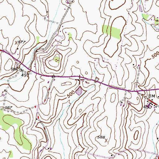Topographic Map of Maplesville Farms, MD
