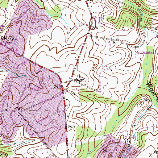 Topographic Map of Mount Prospect Methodist Church, MD