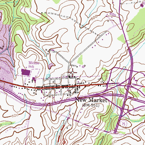 Topographic Map of New Market United Methodist Church Cemetery, MD