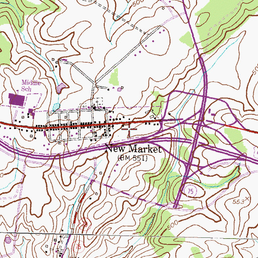 Topographic Map of New Market Community Park, MD